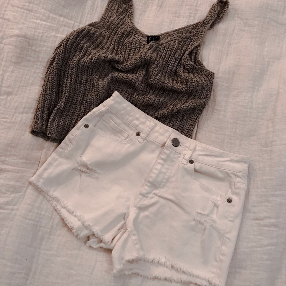 White High-Rise Shorts